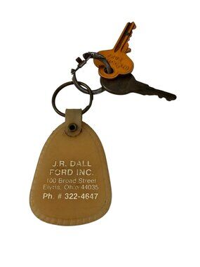Vintage J.R. Dall Ford 50 Years Elyria Ohio Dealership Keychain Advertising Keys